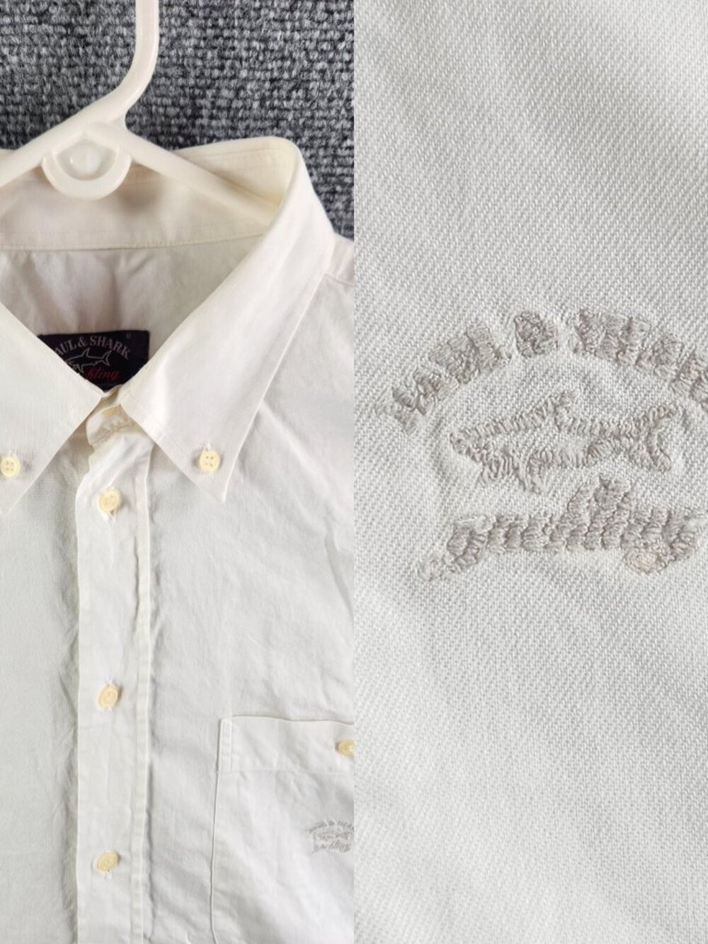 VTG Paul & Shark Yachting Men 16/41 White Long Sleeve Button Up Shirt Italy Made
